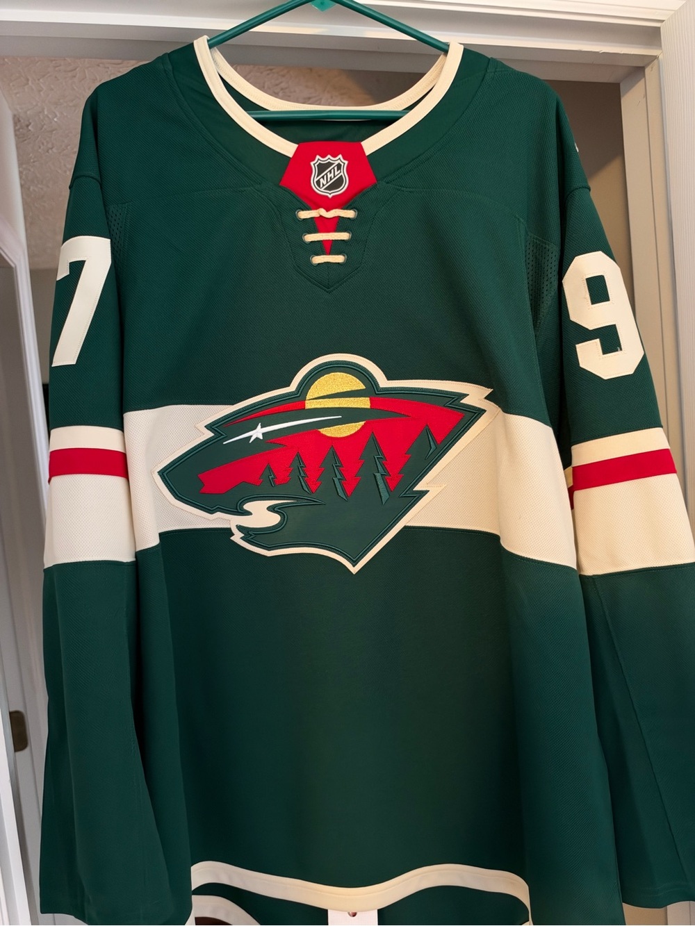 Kirill Kaprizov Size 56 (XXL) green #97 Wild home jersey, Fanatics premium